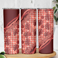 Hawaii Breadfruit Palaka Skinny Tumbler Ulaula Maile Lei LT9 - Polynesian Pride