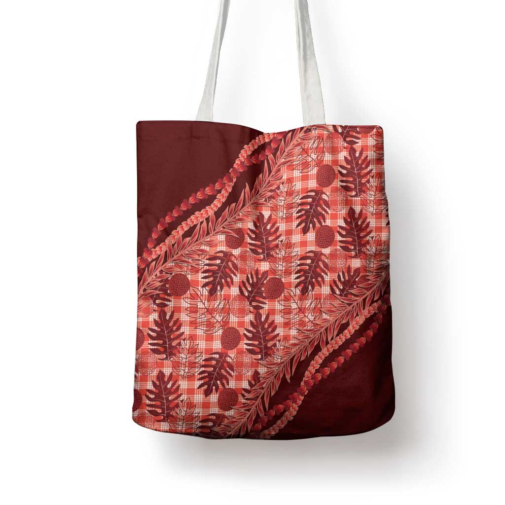 Hawaii Breadfruit Palaka Tote Bag Ulaula Maile Lei - Polynesian Pride