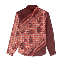 Hawaii Breadfruit Palaka Women Casual Shirt Ulaula Maile Lei - Polynesian Pride