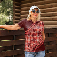 Hawaii Breadfruit Palaka Women Polo Shirt Ulaula Maile Lei - Polynesian Pride