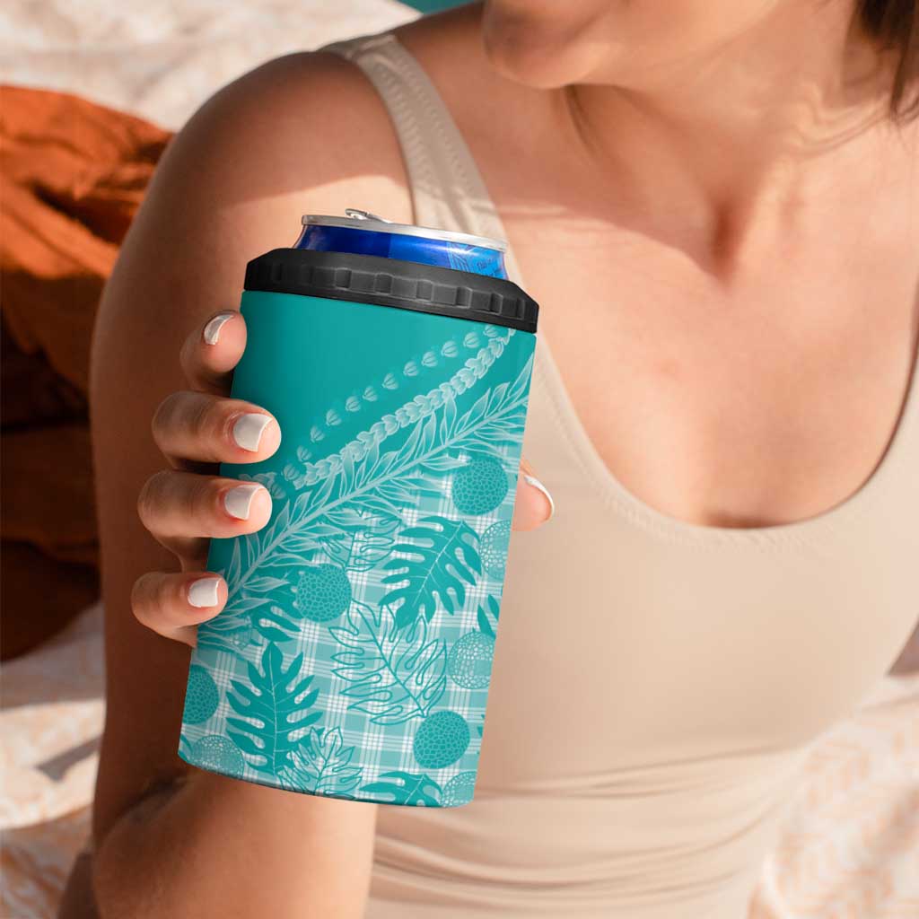 Hawaii Breadfruit Palaka 4 in 1 Can Cooler Tumbler Polu Opal Maile Lei - Polynesian Pride