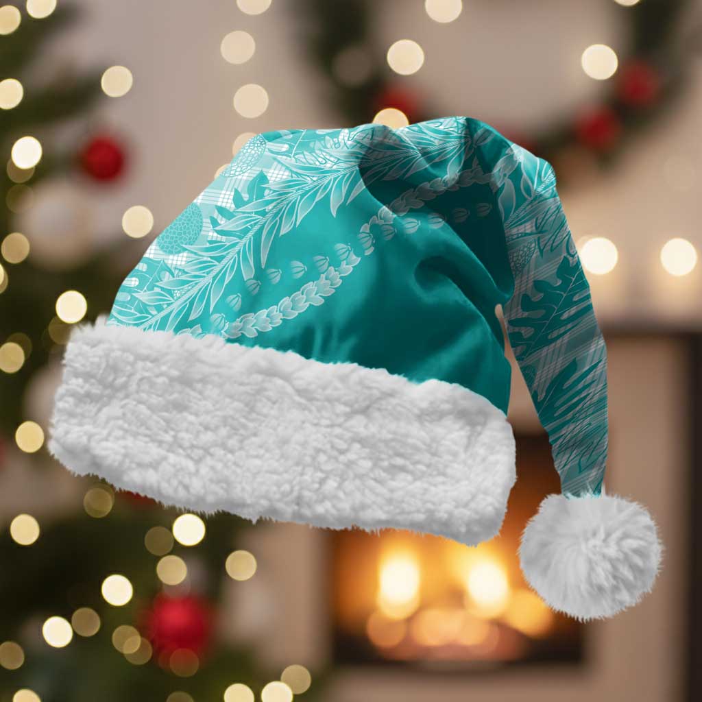 Hawaii Breadfruit Palaka Christmas Santa Hat Polu Opal Maile Lei - Polynesian Pride