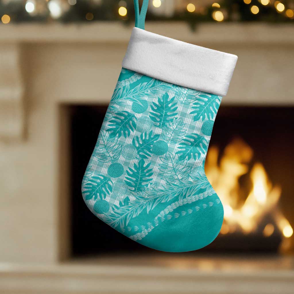 Hawaii Breadfruit Palaka Christmas Stocking Polu Opal Maile Lei - Polynesian Pride