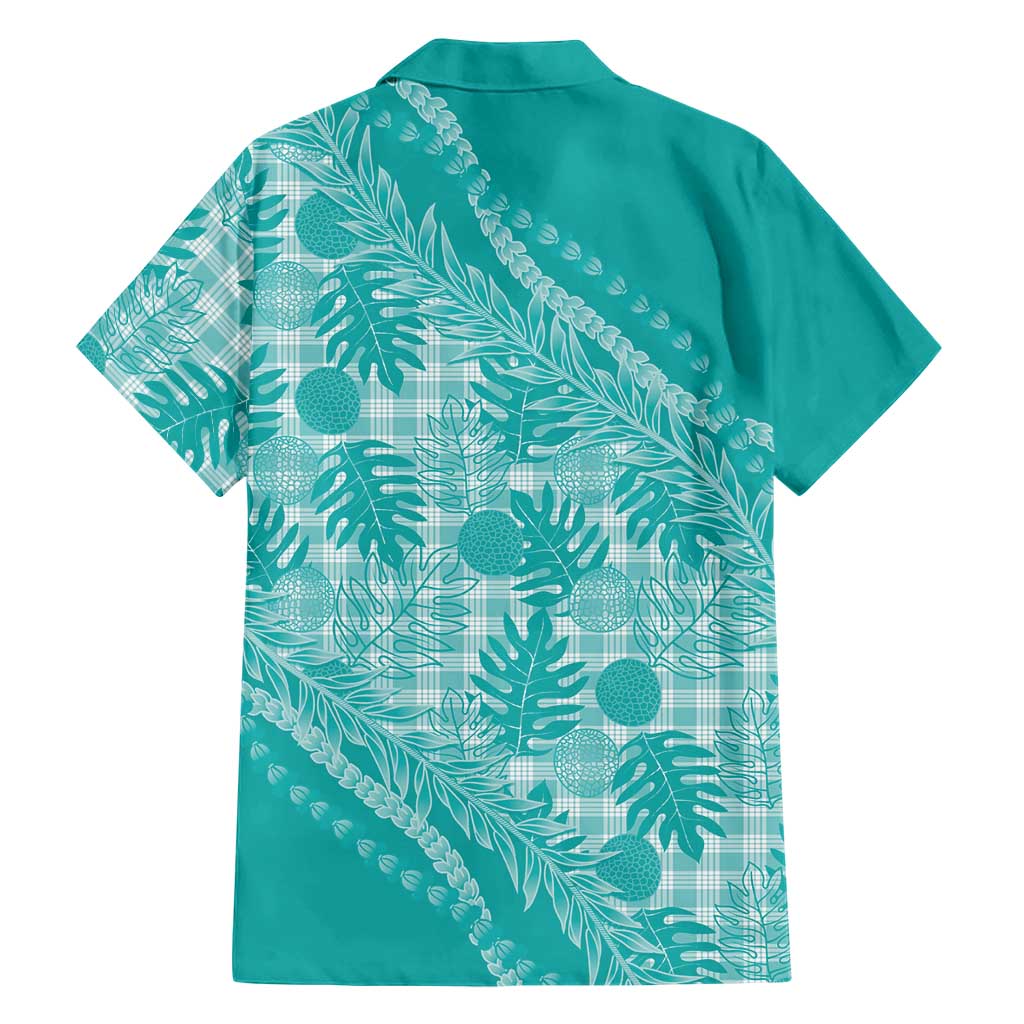 Hawaii Breadfruit Palaka Family Matching Long Sleeve Bodycon Dress and Hawaiian Shirt Polu Opal Maile Lei - Polynesian Pride