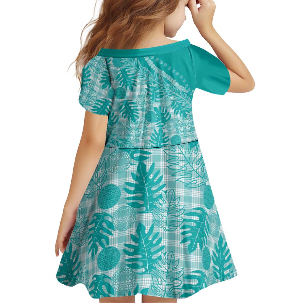 Hawaii Breadfruit Palaka Family Matching Off Shoulder Short Dress and Hawaiian Shirt Polu Opal Maile Lei - Polynesian Pride