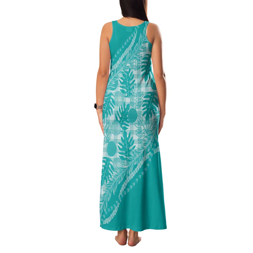 Hawaii Breadfruit Palaka Family Matching Tank Maxi Dress and Hawaiian Shirt Polu Opal Maile Lei - Polynesian Pride