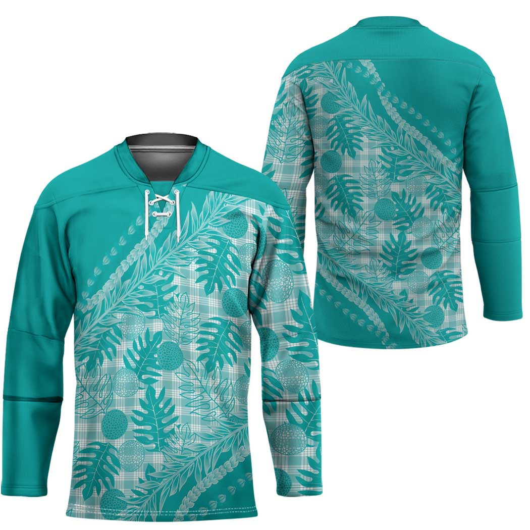 Hawaii Breadfruit Palaka Hockey Jersey Polu Opal Maile Lei - Polynesian Pride