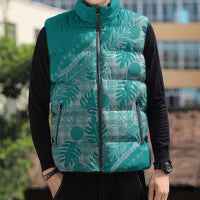 Hawaii Breadfruit Palaka Sleeveless Puffer Jacket Polu Opal Maile Lei - Polynesian Pride