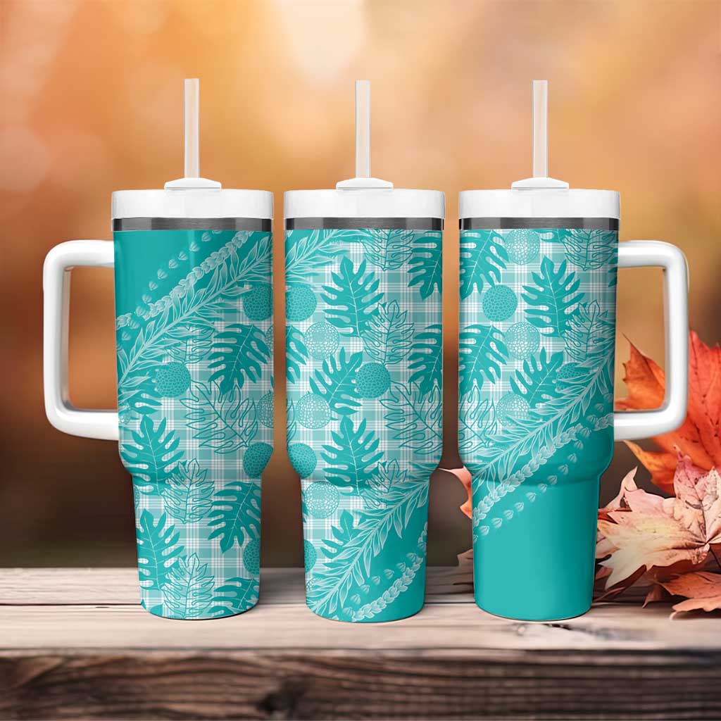 Hawaii Breadfruit Palaka Tumbler With Handle Polu Opal Maile Lei - Polynesian Pride