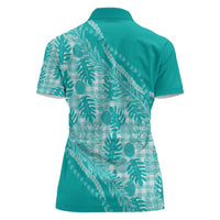 Hawaii Breadfruit Palaka Women Polo Shirt Polu Opal Maile Lei - Polynesian Pride
