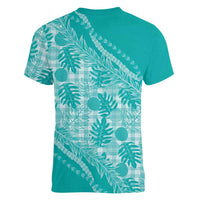 Hawaii Breadfruit Palaka Women V-Neck T-Shirt Polu Opal Maile Lei LT9 - Polynesian Pride