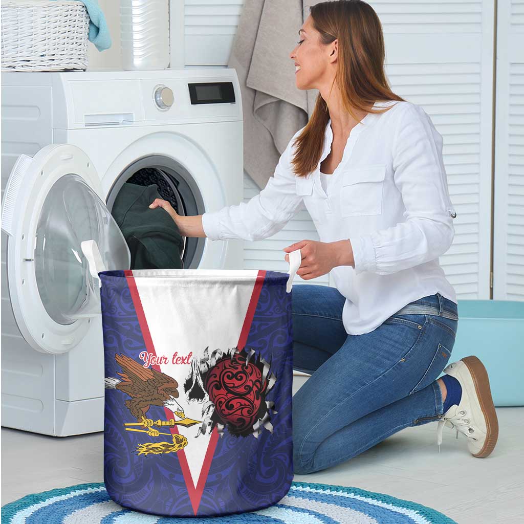 American Samoa Heart Tribal Personalized Laundry Basket Polynesian Patterns