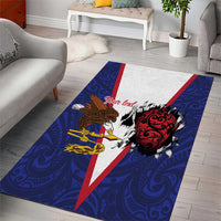 American Samoa Heart Tribal Personalized Area Rug Polynesian Patterns