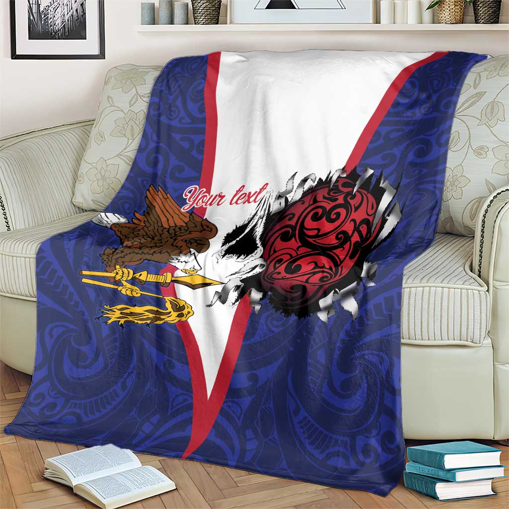 American Samoa Heart Tribal Personalized Blanket Polynesian Patterns