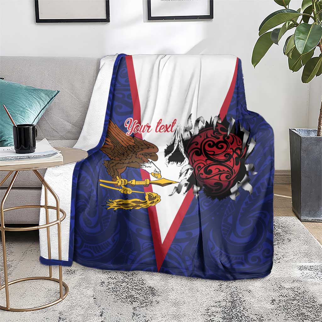 American Samoa Heart Tribal Personalized Blanket Polynesian Patterns