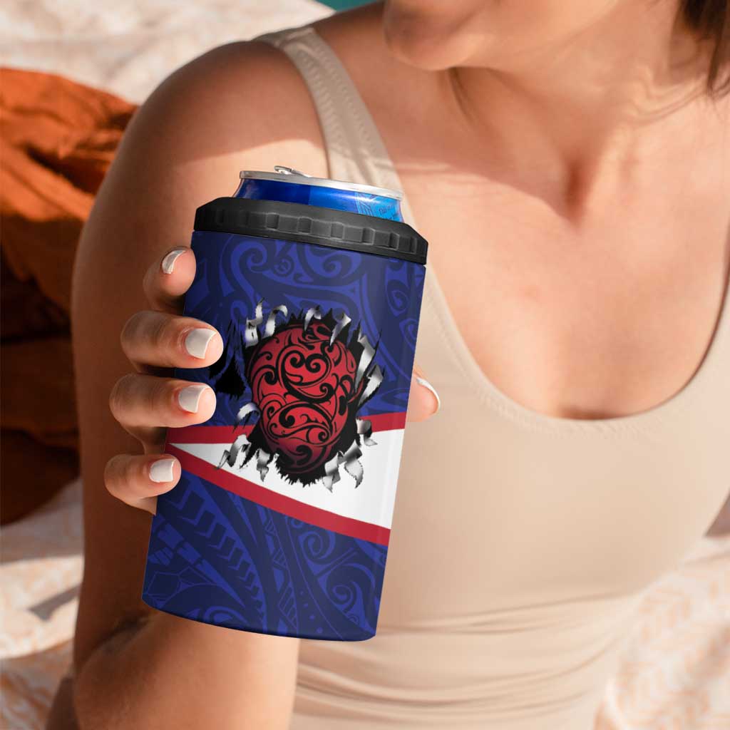 American Samoa Heart Tribal Personalized 4 in 1 Can Cooler Tumbler Polynesian Patterns