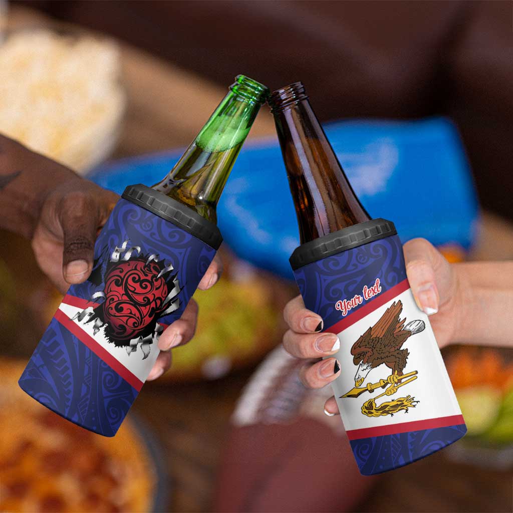 American Samoa Heart Tribal Personalized 4 in 1 Can Cooler Tumbler Polynesian Patterns