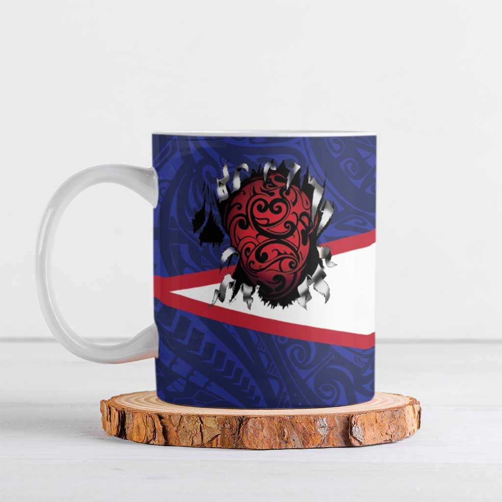 American Samoa Heart Tribal Personalized Ceramic Mug Polynesian Patterns