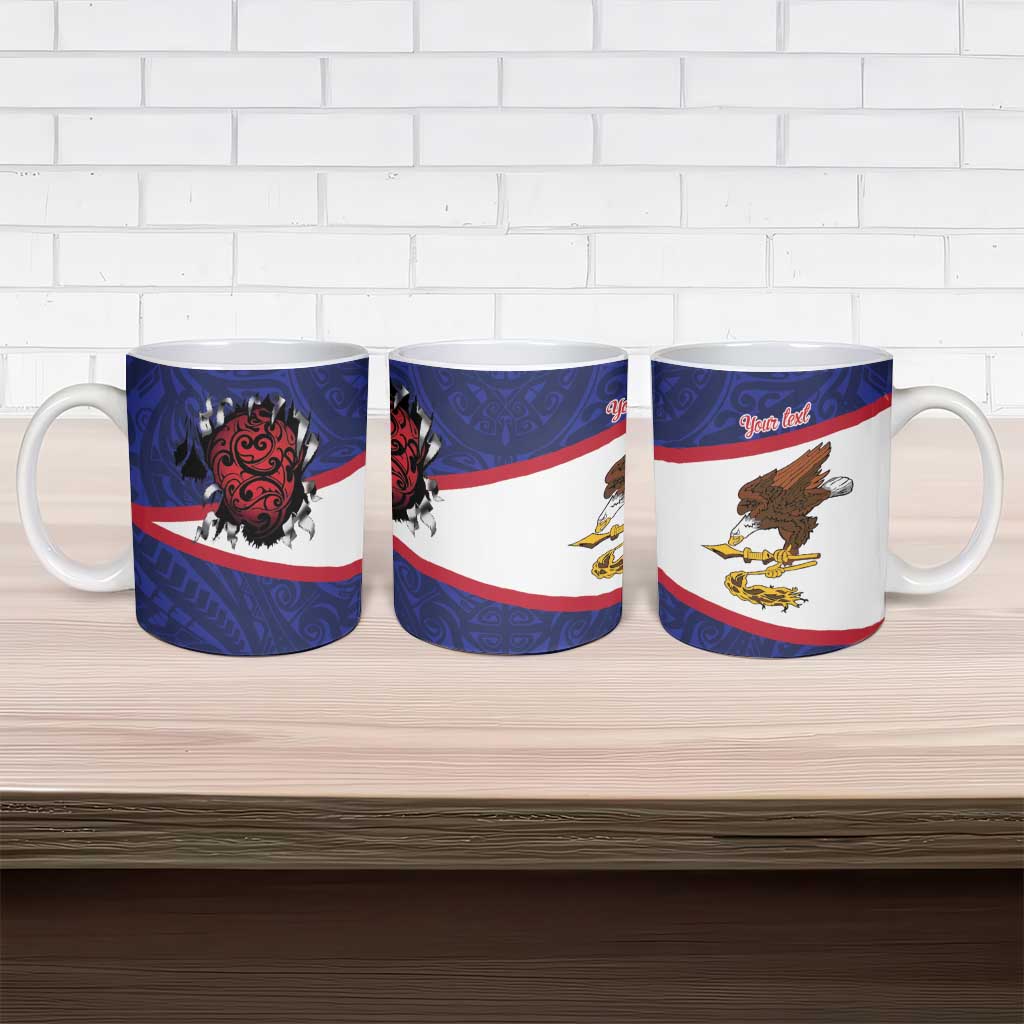 American Samoa Heart Tribal Personalized Ceramic Mug Polynesian Patterns