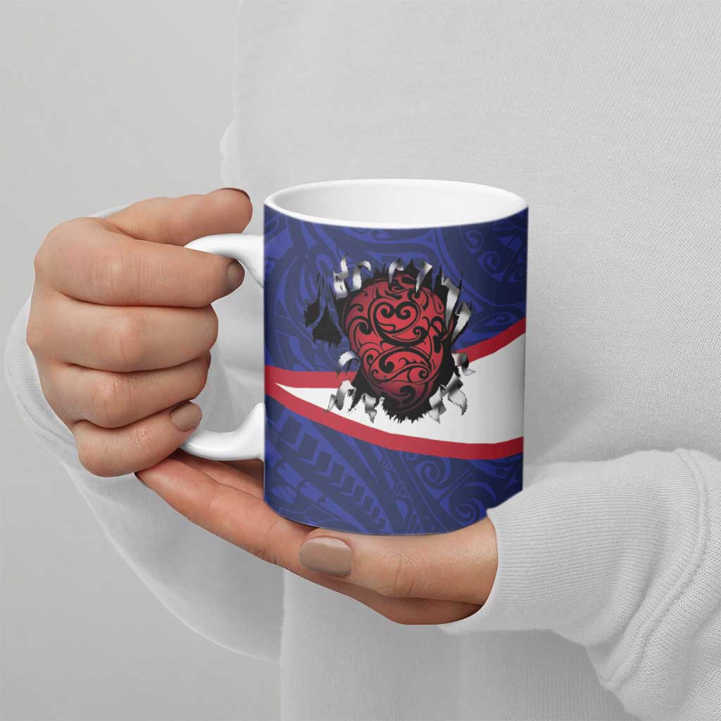 American Samoa Heart Tribal Personalized Ceramic Mug Polynesian Patterns