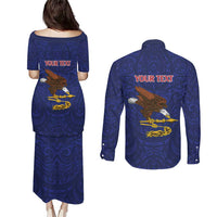 American Samoa Heart Tribal Personalized Couples Matching Puletasi and Long Sleeve Button Shirt Polynesian Patterns