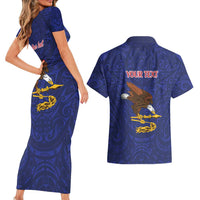 American Samoa Heart Tribal Personalized Couples Matching Short Sleeve Bodycon Dress and Hawaiian Shirt Polynesian Patterns