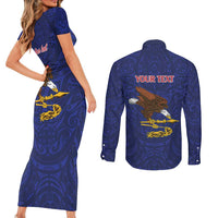 American Samoa Heart Tribal Personalized Couples Matching Short Sleeve Bodycon Dress and Long Sleeve Button Shirt Polynesian Patterns