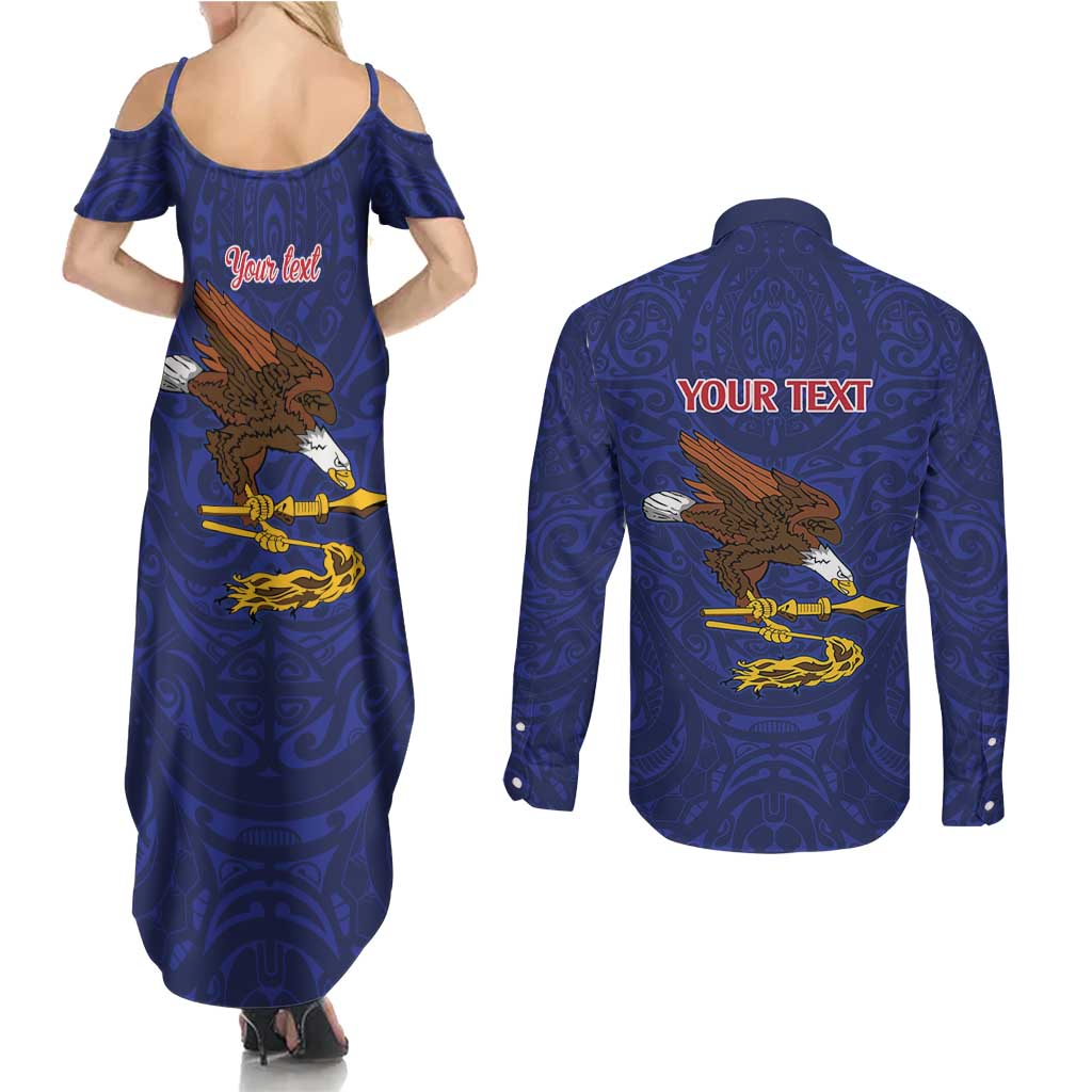 American Samoa Heart Tribal Personalized Couples Matching Summer Maxi Dress and Long Sleeve Button Shirt Polynesian Patterns LT9 - Polynesian Pride