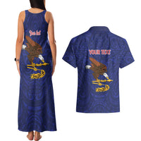 American Samoa Heart Tribal Personalized Couples Matching Tank Maxi Dress and Hawaiian Shirt Polynesian Patterns