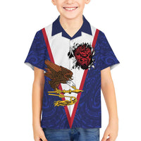 American Samoa Heart Tribal Personalized Family Matching Off Shoulder Short Dress and Hawaiian Shirt Polynesian Patterns LT9 Son's Shirt Blue - Polynesian Pride