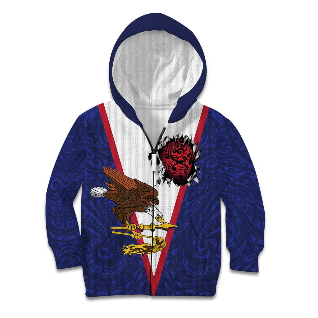 American Samoa Heart Tribal Personalized Kid Hoodie Polynesian Patterns