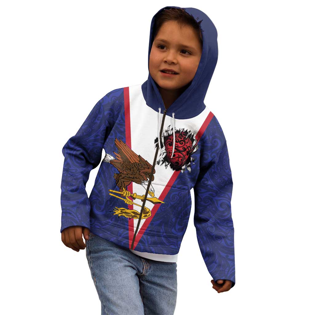 American Samoa Heart Tribal Personalized Kid Hoodie Polynesian Patterns