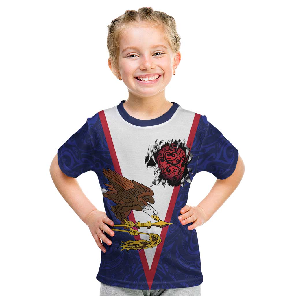 American Samoa Heart Tribal Personalized Kid T Shirt Polynesian Patterns