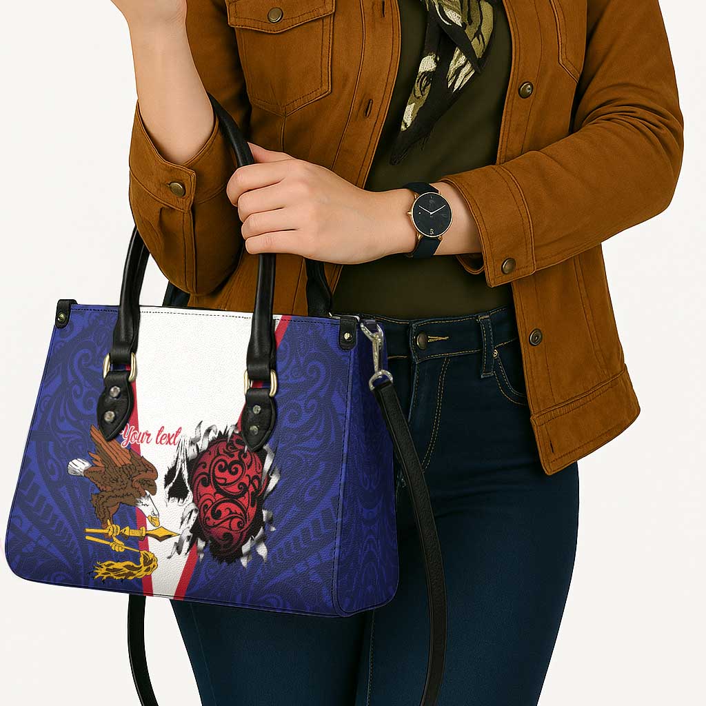 American Samoa Heart Tribal Personalized Leather Bag Polynesian Patterns