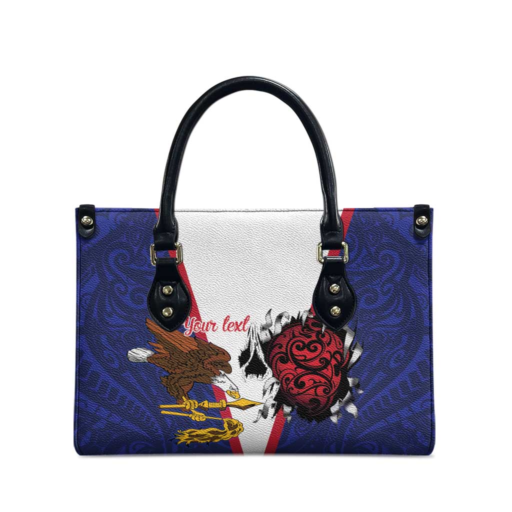 American Samoa Heart Tribal Personalized Leather Bag Polynesian Patterns