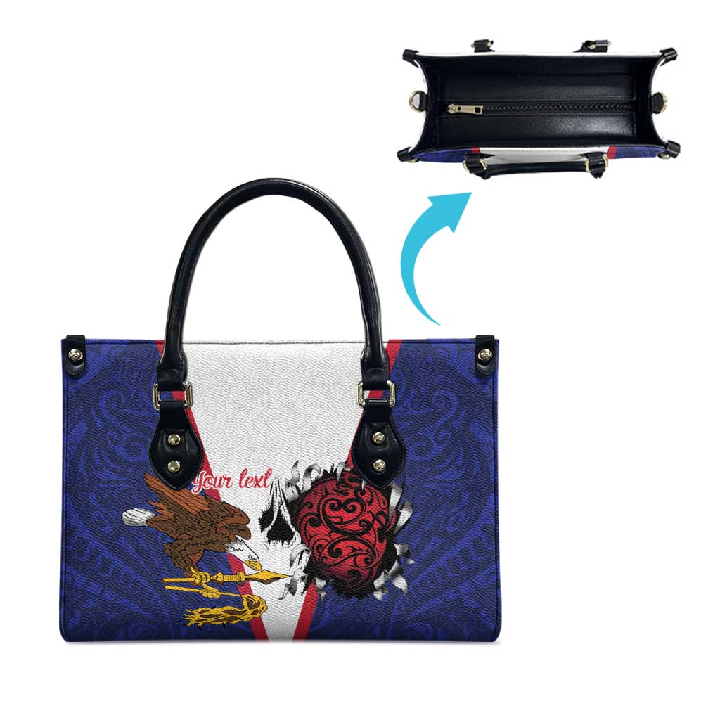 American Samoa Heart Tribal Personalized Leather Bag Polynesian Patterns