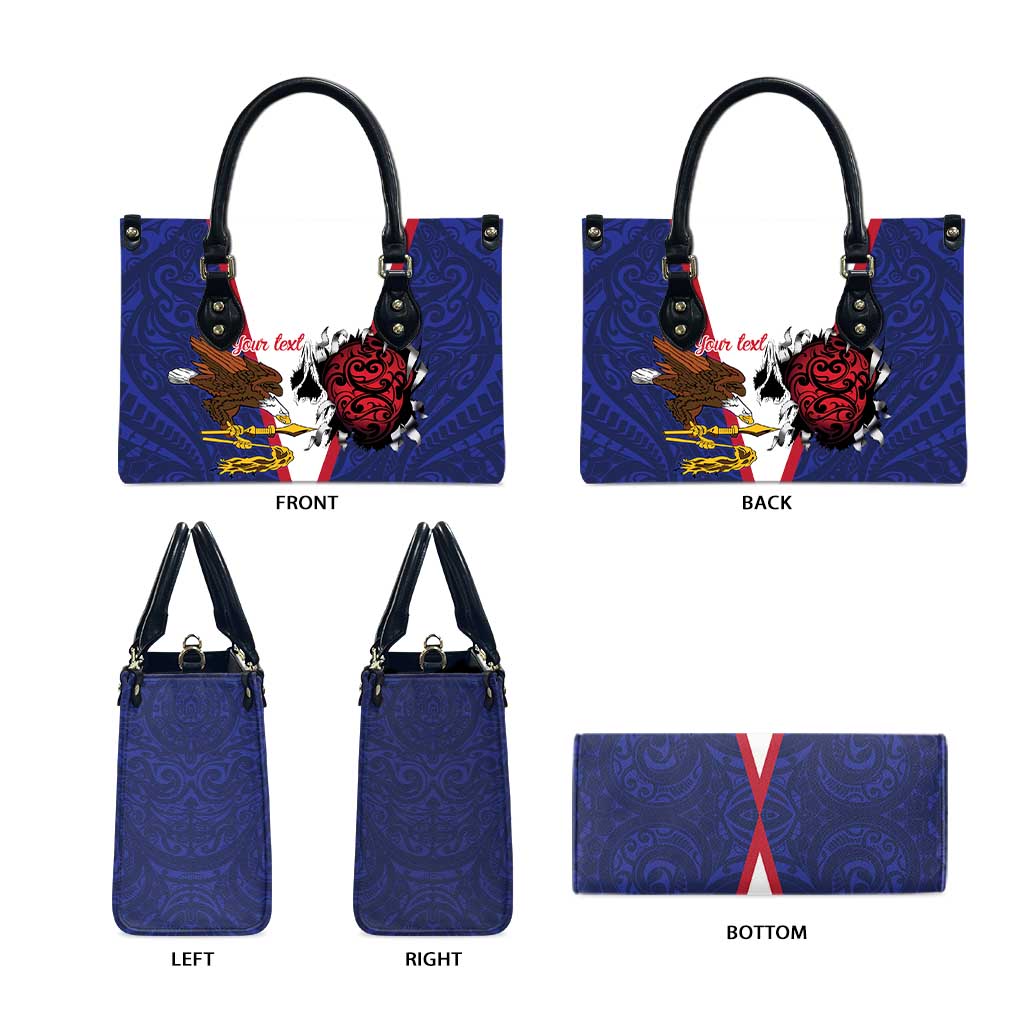 American Samoa Heart Tribal Personalized Leather Bag Polynesian Patterns