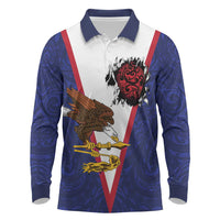 American Samoa Heart Tribal Personalized Long Sleeve Polo Shirt Polynesian Patterns