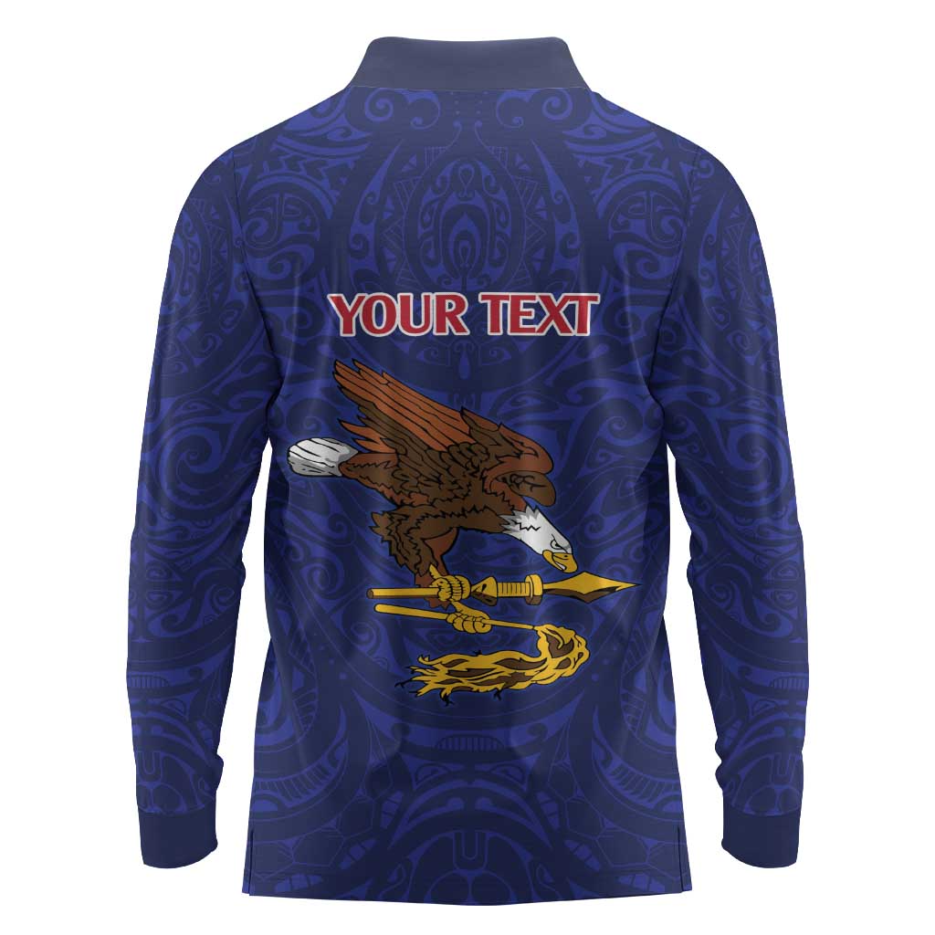 American Samoa Heart Tribal Personalized Long Sleeve Polo Shirt Polynesian Patterns