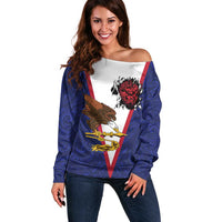 American Samoa Heart Tribal Personalized Off Shoulder Sweater Polynesian Patterns