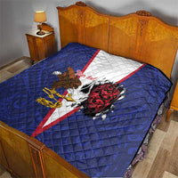 American Samoa Heart Tribal Personalized Quilt Polynesian Patterns