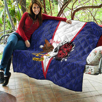 American Samoa Heart Tribal Personalized Quilt Polynesian Patterns
