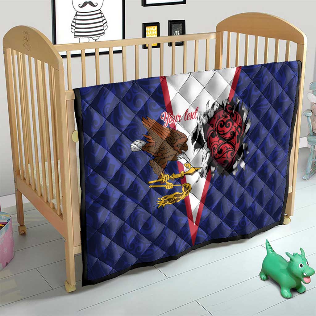 American Samoa Heart Tribal Personalized Quilt Polynesian Patterns
