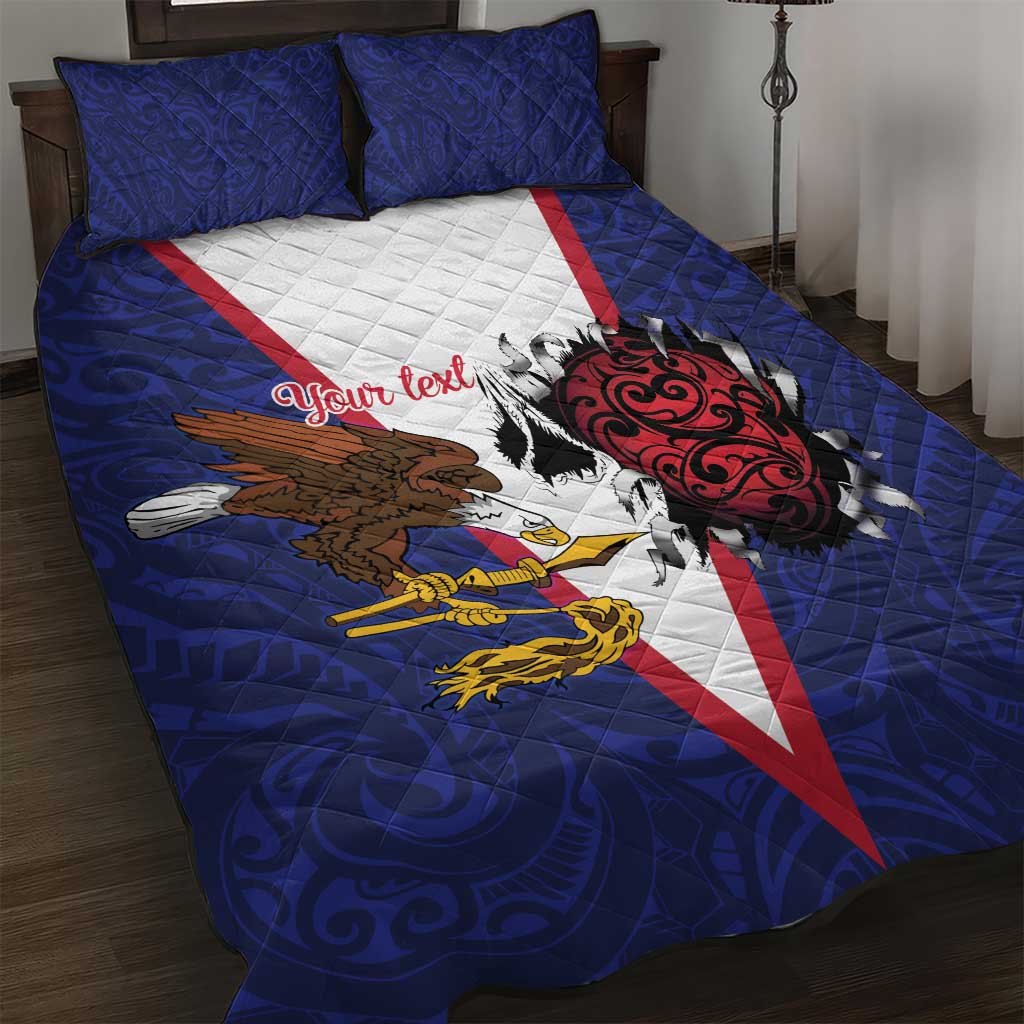 American Samoa Heart Tribal Personalized Quilt Bed Set Polynesian Patterns