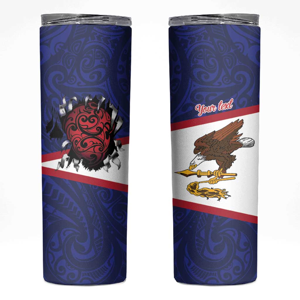 American Samoa Heart Tribal Personalized Skinny Tumbler Polynesian Patterns