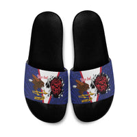 American Samoa Heart Tribal Personalized Slide Sandals Polynesian Patterns