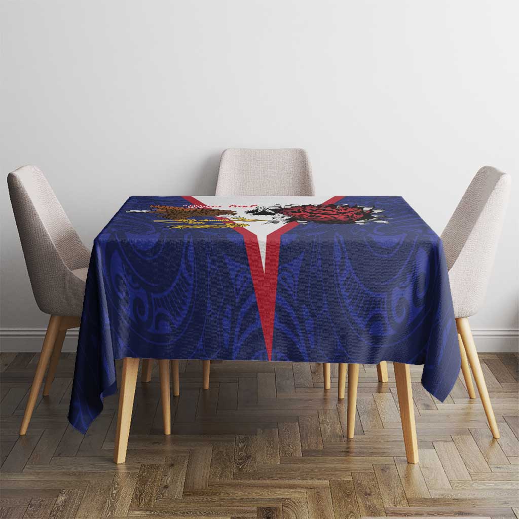 American Samoa Heart Tribal Personalized Tablecloth Polynesian Patterns