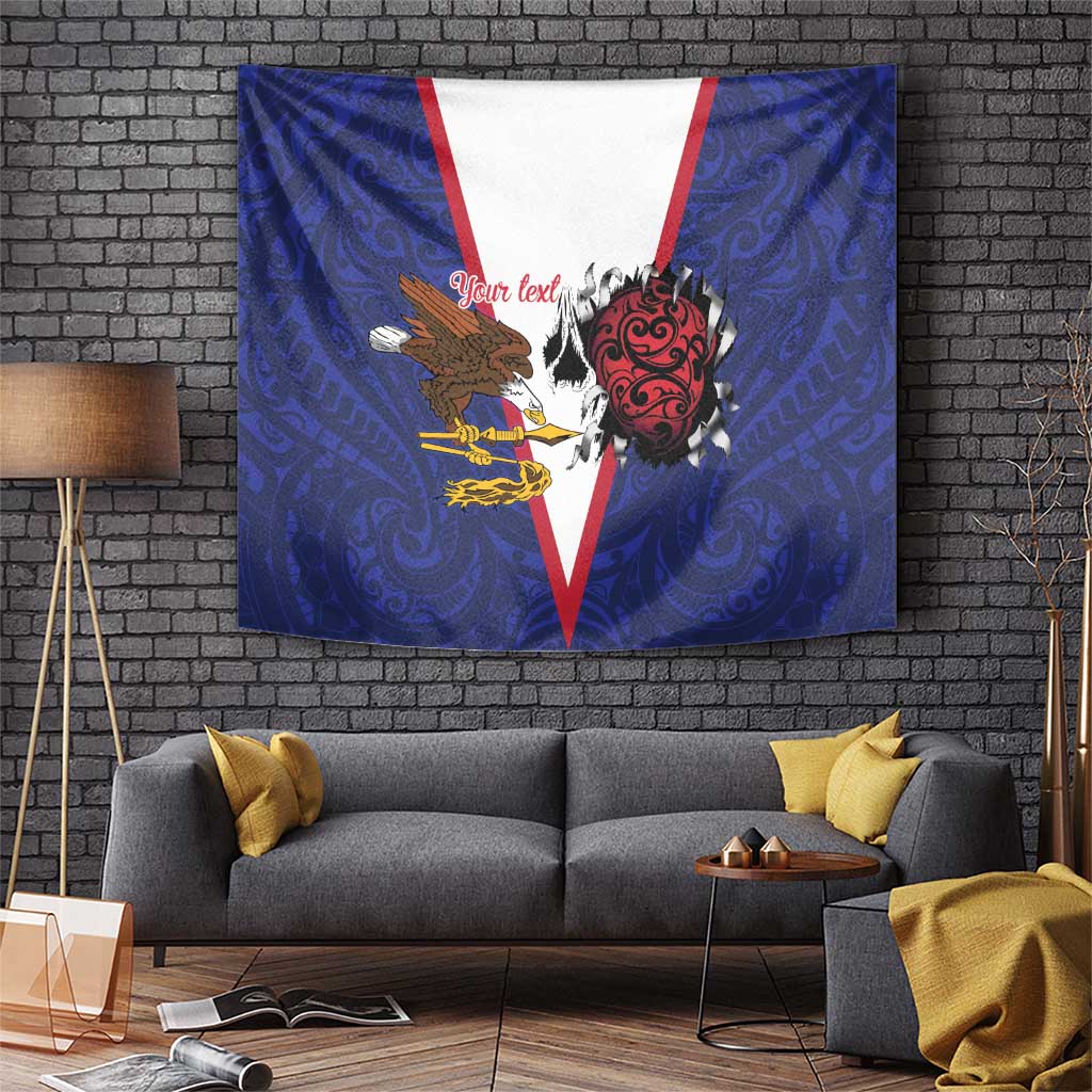 American Samoa Heart Tribal Personalized Tapestry Polynesian Patterns