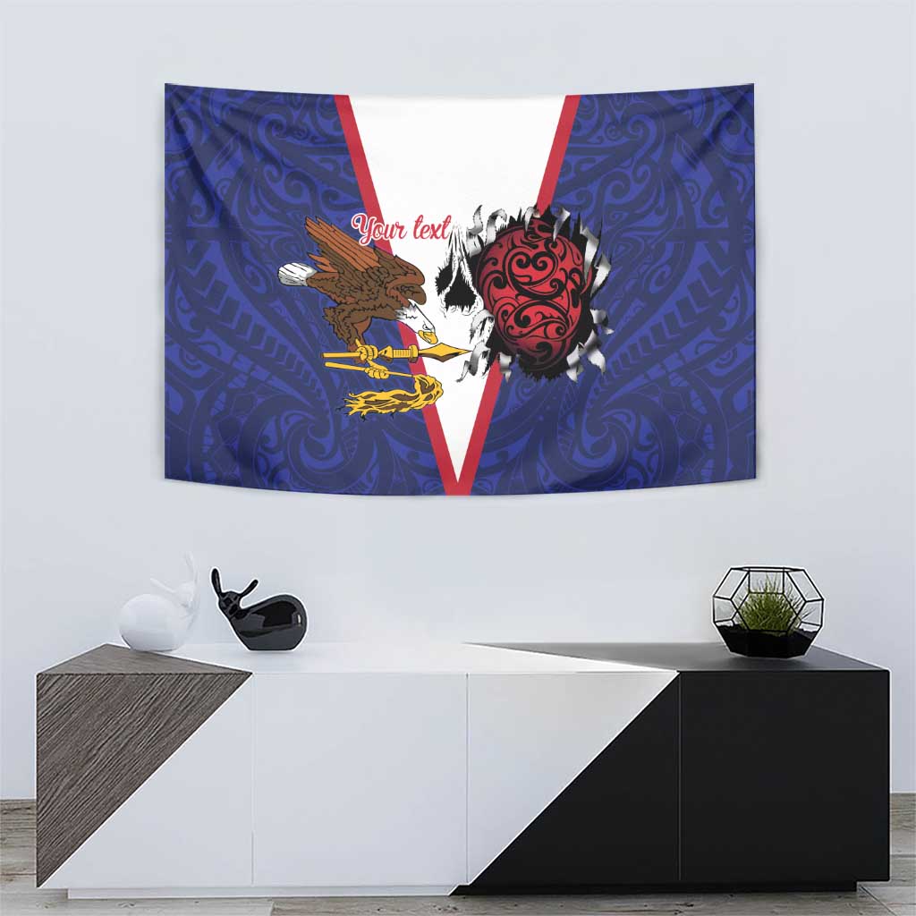 American Samoa Heart Tribal Personalized Tapestry Polynesian Patterns