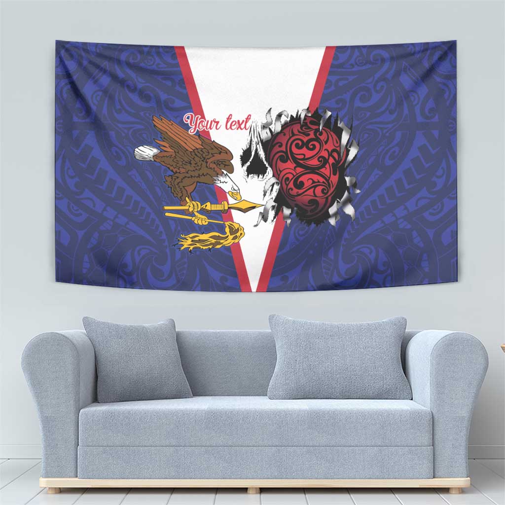 American Samoa Heart Tribal Personalized Tapestry Polynesian Patterns